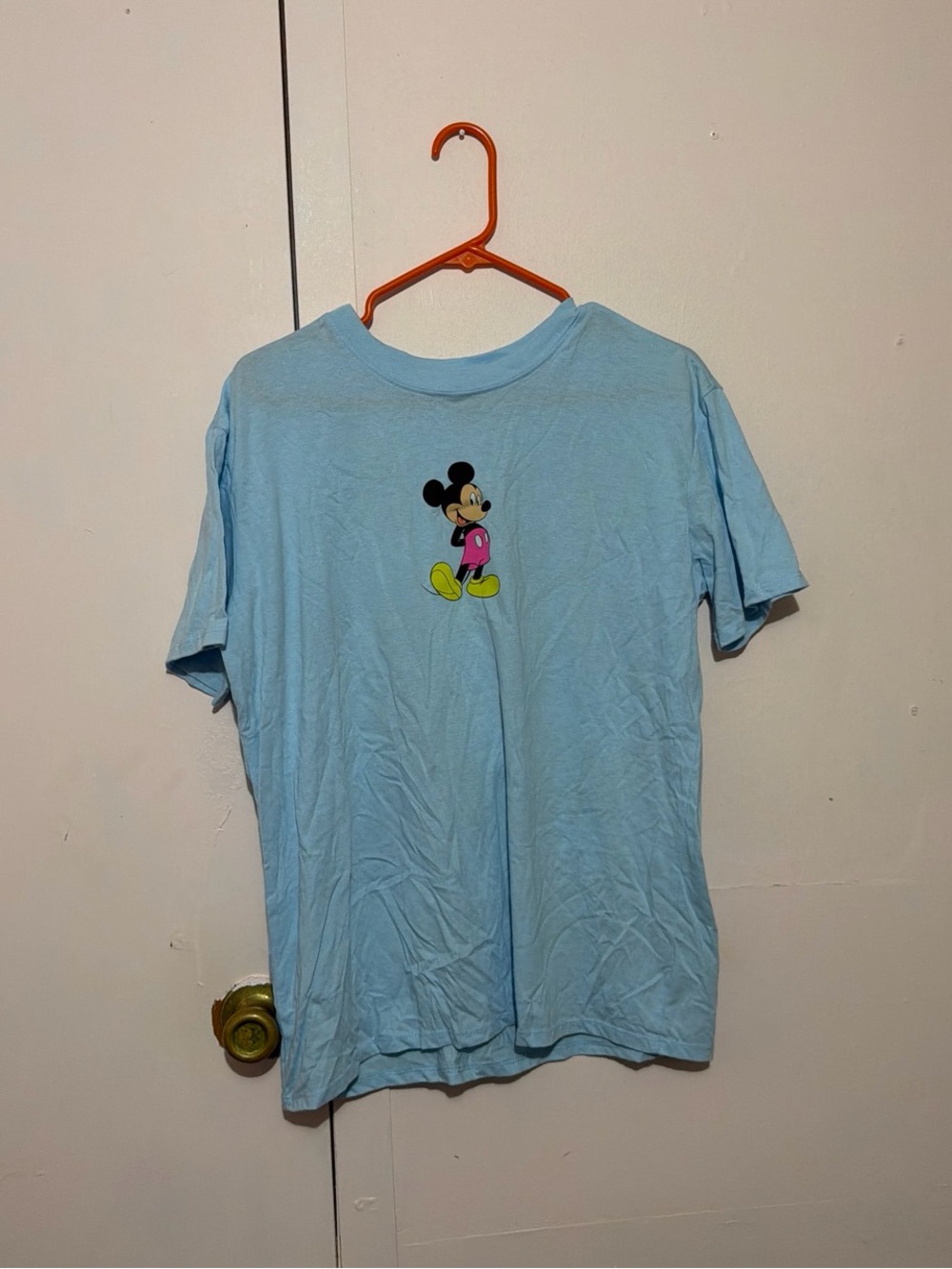 Disney Light Blue Tee with Small Mickey Graphic